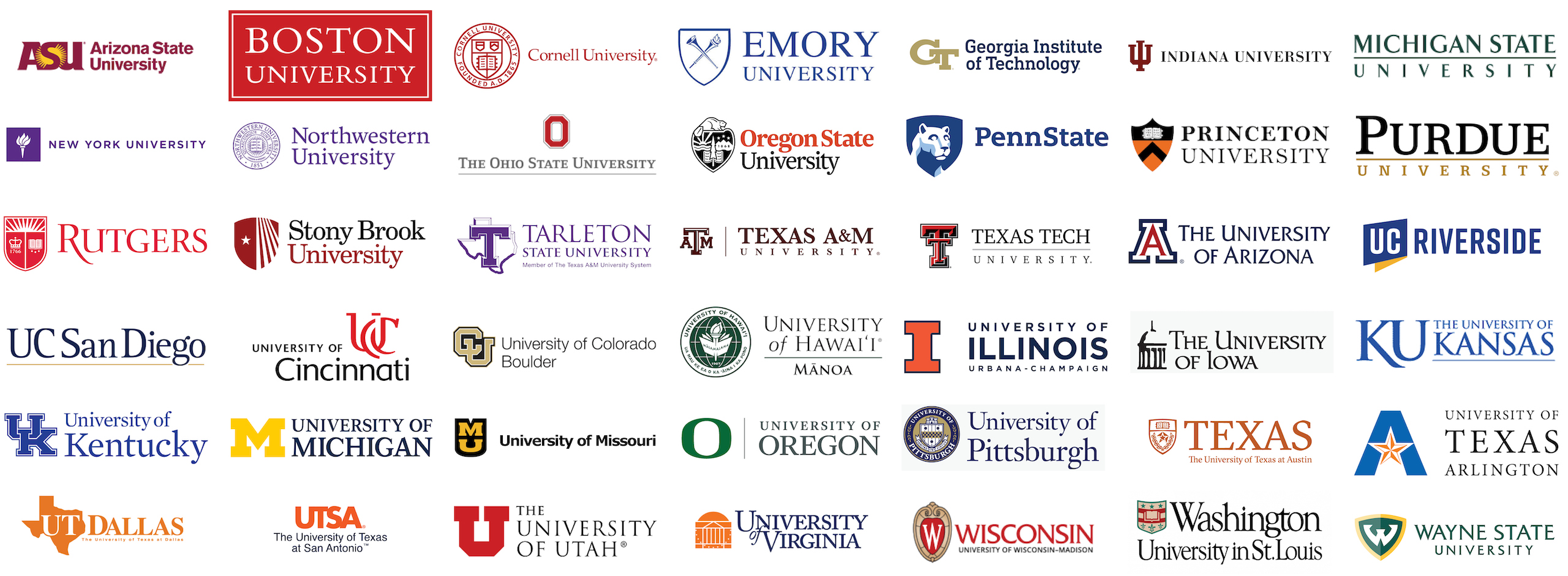 42 logos of participating universities