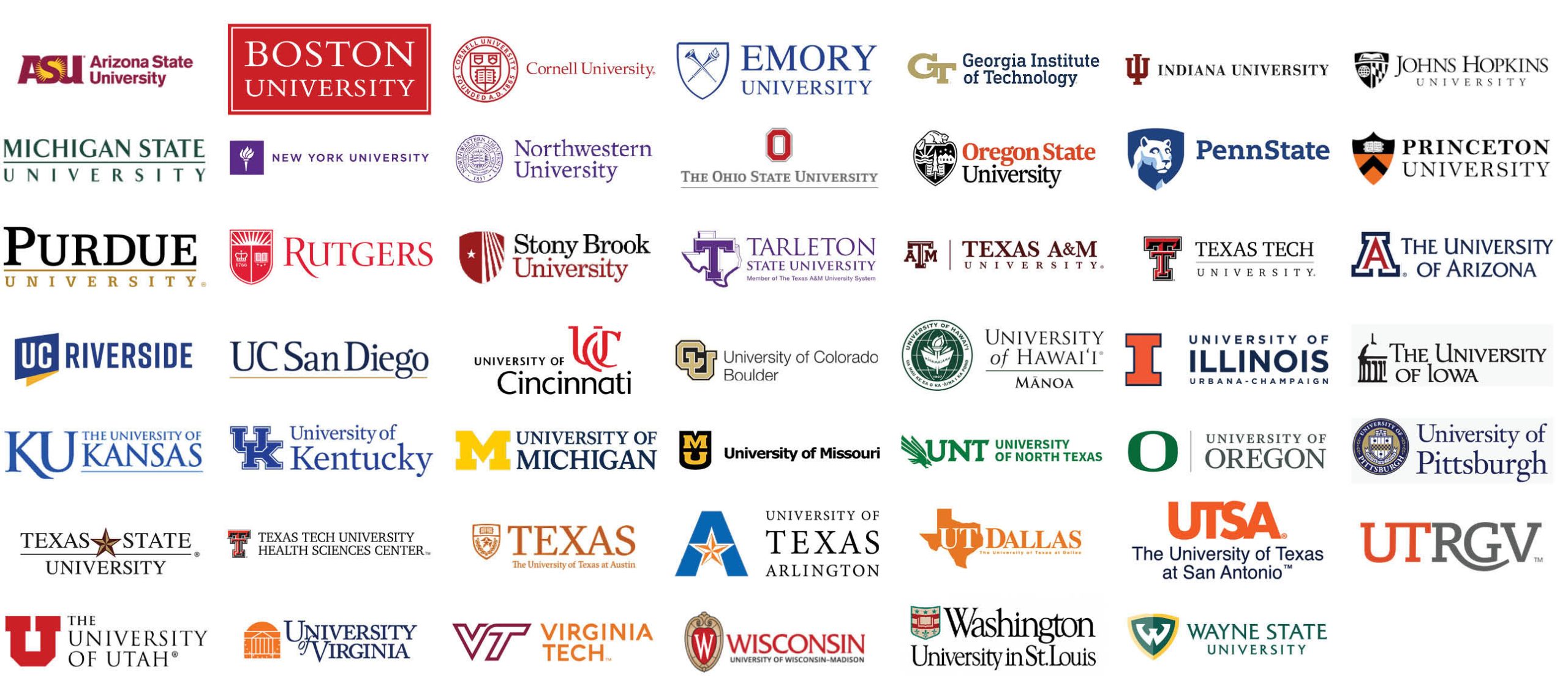 42 logos of participating universities